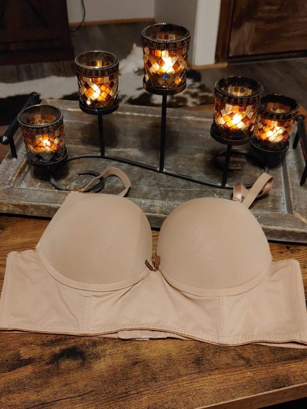 NWOT Daisy Fuentes 36B tan Padded Underwire Push Up Long Line Bra